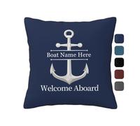 Personalized Anchor Pillow Case Custom Boat Name Throw Pillowcase Welcome Aboard Nautical Cushions Nautical Sailing Farmhouse Decor Decorations for Home Bedroom Sofa Living Room