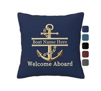 Personalized Anchor Pillow Case Custom Boat Name Throw Pillowcase Welcome Aboard Nautical Cushions Nautical Sailing Farmhouse Decor Decorations for Home Bedroom Sofa Living Room