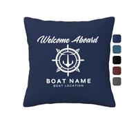 Personalized Anchor Pillow Case Custom Boat Name Throw Pillowcase Welcome Aboard Nautical Cushions Nautical Sailing Farmhouse Decor Decorations for Home Bedroom Sofa Living Room