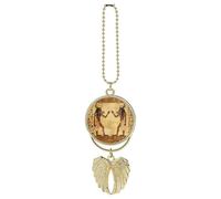 Personalized Ancient Egyptian Car Hanging Ornaments Metal Double Side Rearview Mirror Angel Wing Pendants Memorial Sympathy Photo Hanging Charm Gift for Men Women Golden