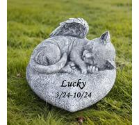 Personalized Angel Cat Memorial Statue - Sleeping Kitten Angel Statue for Garden - Cat Sympathy Gift