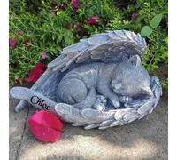 Personalized Angel Cat Memorial Stone Engrave with Name, Pet Angel Cat Memorial Statue Grave Marker, Cat Cemetery Headstone, Cat Tombstone Gravestone, Loss Cat Memorial Gifts, 9" * 5.1" * 4.5"