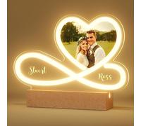 Personalized Anniver.sary Gift for Men Women, Customized Picture with Name Neno Lights Custom Acrylic Heart Picture Frame with Photo Personalized Birthday Gifts for Couples Him Her