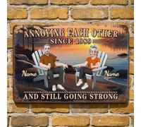 Personalized Annoying Each Other Since And Still Going Strong Couple Metal Sign Plaque Wall Art, Custom Name Old Couple Anniversary Metal Sign Home Decor Gifts For Him Her Wife Husband (style 02)