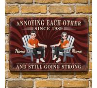 Personalized Annoying Each Other Since And Still Going Strong Couple Metal Sign Plaque Wall Art, Custom Name Old Couple Anniversary Metal Sign Home Decor Gifts For Him Her Wife Husband (style 09)