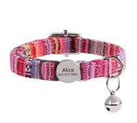 Personalized Anti-lost Adjustable Nylon Cat Collar With ID Name Phone Number Tag For Chihuahua Pug,A,20-30cm
