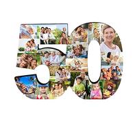 Personalized Any Numbered Photo Collage Gifts Custom 16th 18th 25th 50th Birthday Wedding Anniversary Wood Sign with 1-20 Picture Customized Any Age Number Photo Frame Birthday Party Decorations