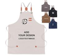 Personalized Apron for Men Women,Custom Aprons with Name Logo Photo,Customized Chef Canvas Cross Back Adjustable-6 Colours (White)