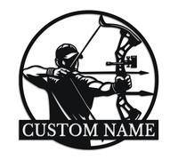 Personalized Archery Metal Wall Art, Custom Name Bow and Arrow Sign, Archery Athlete Decoration, Hunting Sports Decor for Man Cave, Game Room and Cabin (Style-4)