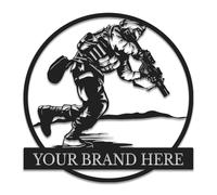 Personalized Army Soldiers Silhouette Name Metal Sign, Custom US Policeman Metal Wall Art, Army Wall Art Gift,Police Sign (Soldiers B)