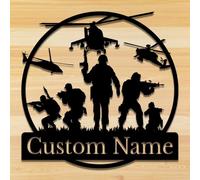 Personalized Army Soldiers Silhouette Name Metal Sign, Custom US Policeman Metal Wall Art,US Army Gift, Military Metal Wall Decor, Army Metal Wall Art Gift,Police Sign Dad Gift (Style-2)