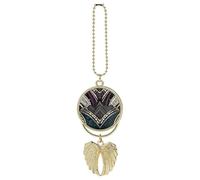 Personalized Art Deco Geometric Pattern Car Rearview Mirror Ornament Double Side Custom Photo Picture Car Hanging Pendant Accessories Alloy Angel Wings Vehicle Decoration Golden