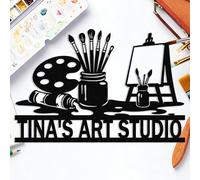 Personalized Art Studio Metal Sign, Custom Artist Name Sign, Painting Metal Wall Art, Painter Wall Decor, Ideal Gift for Artists, Art Teacher or Drawing Lover, 8-24 Inches (Style A)