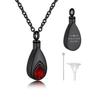 Personalized Ash Necklace Synthetic Ruby Cremation Pendant for Women, Engraved July Birthstone Urn Necklace for Ashes Keepsake Jewelry for Her Birthstone for Mother