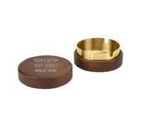 Personalized Ashtray, Add Your Photo Logo Text Stainless steel/Wood Ash Tray Custom Home Ashtray for Office Restaurants Indoor/Outdoor Tabletop Decoration Birthday Fathers Day (Gold)