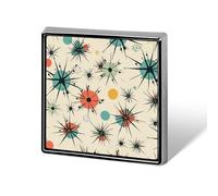 Personalized Atomic Stars Retro Pattern Lapel Pin for Men Women Cute Funny Square Brooch for Ease And Safe Aluminum Alloy Brooches Suit Dress Accessories Wedding Party