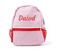 Personalized Baby Backpacks | Monogrammed Toddler Backpacks | Seersucker Backpack | Preschool Book Bag | Personalized Baby Gifts (Red,25 * 10 * 31.5CM)