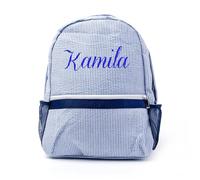 Personalized Baby Backpacks | Monogrammed Toddler Backpacks | Seersucker Backpack | Preschool Book Bag | Personalized Baby Gifts (Dark Blue,25 * 10 * 31.5CM)