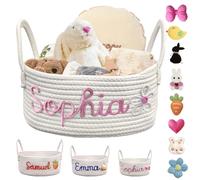 Personalized Baby Basket with Name Custom Cotton Rope Basket Monogrammed Nursery Storage Bin for Diapers Toys & Kids' Room Decor