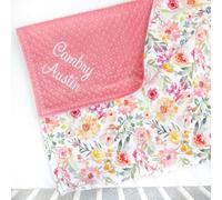 Personalized Baby Blanket with Name,Baby Shower Gift,Floral Baby Blanket,Embroidered Keepsake Blanket,Personalized Baby Gift for Birthday Baby Shower Christmas (75x100cm/29x39in)