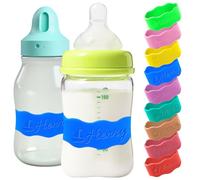 Personalized Baby Bottle Bands - Custom Reusable Silicone Water Bottle Labels,Engraved Name for Daycare. (babybottle-Blue)