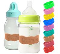 Personalized Baby Bottle Bands - Custom Reusable Silicone Water Bottle Labels,Engraved Name for Daycare. (babybottle-Brown)