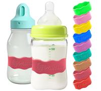 Personalized Baby Bottle Bands - Custom Reusable Silicone Water Bottle Labels,Engraved Name for Daycare. (babybottle-Coral red)