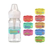 Personalized Baby Bottle Labels,Customizable Silicone Water Bottle Name Bands for Nursery,Reusable Customized Baby's Water Mug Grip Strap,Suitable for Daycare,Laser Engraved Name Tags