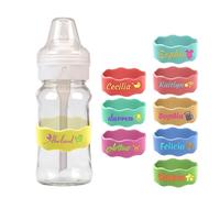 Personalized Baby Bottle Labels,Customizable Silicone Water Bottle Name Bands for Nursery,Reusable Customized Baby's Water Mug Grip Strap, Waterproof and Non-Slip,Suitable for Daycare