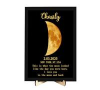 Personalized Baby Moon Phase Wood Sign Custom Birthday Moon Phases Photo Frame What The Moon Looked Like The Day You Were Born Moon Phases Gifts for Valentine's Day Birthday Baby Showers,03