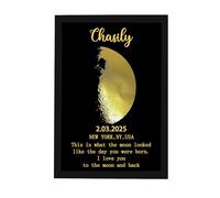 Personalized Baby Moon Phase Wood Sign Custom Birthday Moon Phases Photo Frame What The Moon Looked Like The Day You Were Born Moon Phases Gifts for Valentine's Day Birthday Baby Showers,01
