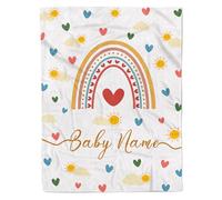 Personalized Baby Name Blanket for Girl Gifts, Boho Style Rainbow Custom Blanket for Baby Shower, Christmas, Birthday, Newborn