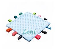 Personalized Baby Security Blankets,Custom Embroidered Taggies for Babies,sensory Blanket,Personalized Baby Security Blankets, with Colorful Tags Gift for Newborn Infant Boy Girl (Type-3,25*25cm)