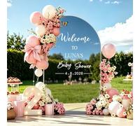Personalized Baby Shower Mirror Decal, DIY Name & Date Vinyl Sticker for Mirror/Wall, Baby Shower Welcome Sign for Gender Reveal Party Decor, Newborn Gift for Mom