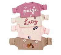 Personalized Baby Sweater, Customized Baby Knit Sweater with Hand-Embroidered Name and Monogram, Custom Name Baby Boy Baby Girl Toddler Gift for Birthday, Baby Shower, Christmas
