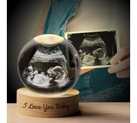 Personalized Baby Ultrasound Photo Crystal Ball, Customized Photo & Text Decorative Crystal Ball with Light, Custom Pregnancy Announcement Baby Scan Photo Frames Surprise Gift for Mom Dad