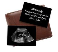 Personalized Baby Ultrasound Wallet Card - Custom Metal Insert with Sonogram Photo & Names 'Now You Can Carry Me Too' Gift for Expecting Fathers New Dads & Daddy to Be