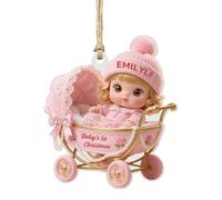 Personalized Baby's First Christmas Ornament, Custom Babys Christmas Tree Ornaments with Name and Date, Christmas Tree Decorations Gifts for Baby Boy Baby Girl New Parents Grandparents (Pink 1)