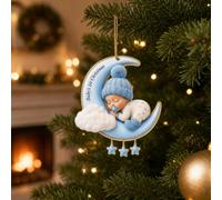 Personalized Baby's First Christmas Ornament Sleeping Baby Moon Acrylic