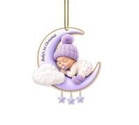 Personalized Baby's First Christmas Ornament Sleeping Baby Moon Acrylic