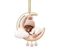Personalized Baby's First Christmas Ornament Sleeping Baby Moon Acrylic