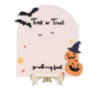 Personalized Baby's First Halloween Footprint Wooden Milestone Card,Trick-or-Treat,Baby Footprint Sign Halloween Keepsake DIY Craft Art Nursery Decorations (Style 3,9"x11" "x28cm)