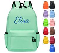 Personalized Backpack with Embroidered Name Casual Daypacks Travel Backpack Water-Resistant Rucksack Large Capacity Children School Bags for Girls Boys (Green)