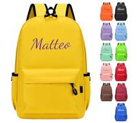 Personalized Backpack with Embroidered Name Casual Daypacks Travel Backpack Water-Resistant Rucksack Large Capacity Children School Bags for Girls Boys (Yellow)