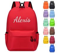 Personalized Backpack with Embroidered Name Casual Daypacks Travel Backpack Water-Resistant Rucksack Large Capacity Children School Bags for Girls Boys (Red)