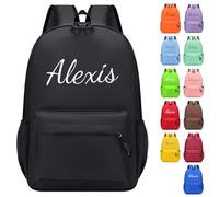 Personalized Backpack with Embroidered Name Casual Daypacks Travel Backpack Water-Resistant Rucksack Large Capacity Children School Bags for Girls Boys (Black)