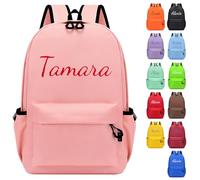 Personalized Backpack with Embroidered Name Casual Daypacks Travel Backpack Water-Resistant Rucksack Large Capacity Children School Bags for Girls Boys (Pink)