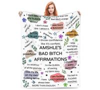 Personalized Bad Bitch Affirmations Blanket with Name Custom Inspirational Affirmations Blanket with Positive and Empowering Quotes and Affirmations for Women Bad Bitch Throw Blanket for Friend (A-1)