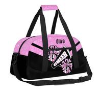 Personalized Bag Dance Bag for Girl, Custom Gym Bag Sport Duffel Bag, Weekender Bags Travel Duffel Bag, Glitter Hot Pink, 18.9"L x 8.7"W x 7"10.6"H