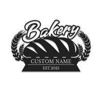 Personalized Bakery Shop Metal Sign, Baking Sign, Custom Baker Name Wall Art with Rolling Pin Design, Rustic Kitchen Decor for Home and Business (Style-4)